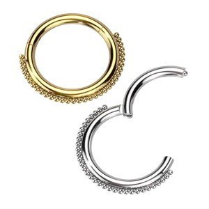 Piercing z chirurgické oceli - kroužek s kuličkovým vlascem, 10 mm - Barva: Zlatá