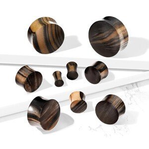 Sedlový plug z ebenového dřeva - přírodní struktura, různé velikosti - Tloušťka piercingu: 4 mm