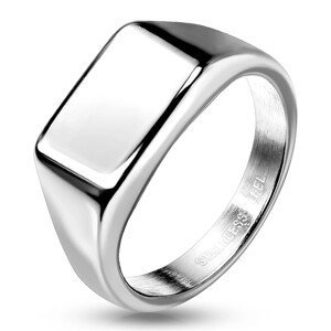 Prsten z nerezové oceli 316L - obdélník, hladký povrch, stříbrná barva - Velikost: 51