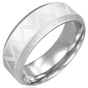 Ocelový prsten se zkosenými hranami - Triangel - Velikost: 55
