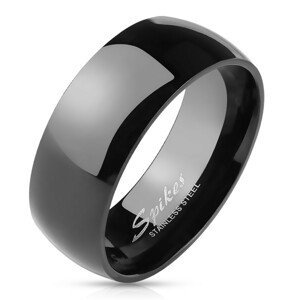 Ocelový prsten černé barvy, lesklý a hladký povrch, 8 mm - Velikost: 64