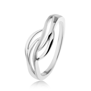 Stříbrný prsten 925, široký střed - hladké obrysy vln, vysoký lesk - Velikost: 49