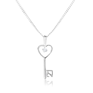 Nastavitelný náhrdelník - stříbro 925, hladký lesklý klíč a jemný řetízek