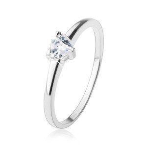 Zásnubní prsten, vybroušené zirkonové srdíčko v čiré barvě, stříbro 925 - Velikost: 52