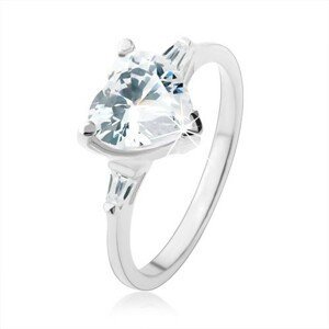 Zásnubní prsten ze stříbra 925, zářivé zirkonové srdce čiré barvy - Velikost: 48
