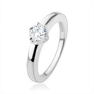 Zásnubní prsten ze stříbra 925 s kulatým broušeným zirkonem - Velikost: 59