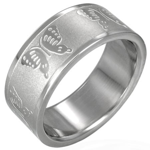 Ocelový prsten s motýlky - Velikost: 56