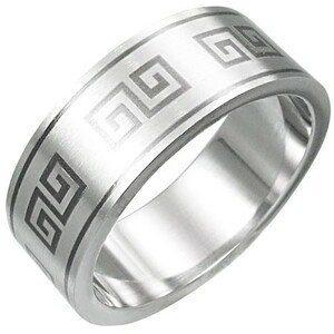 Prsten z chirurgické oceli - řecký motiv - Velikost: 59
