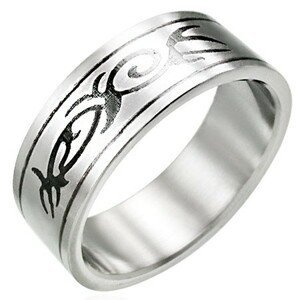 Ocelový prsten s motivem TRIBAL - Velikost: 59