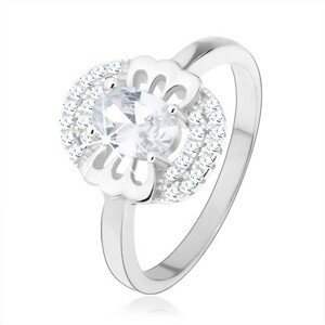 Zásnubní prsten, stříbro 925, čirý zirkon - motýlek, zdvojený lem - Velikost: 49