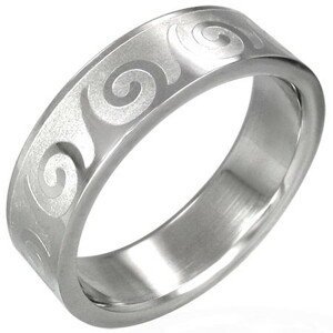 Ocelový prsten s motivem vlnek - Velikost: 59
