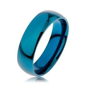 Prsten z chirurgické oceli v modré barvě, povrch anodizovaný titanem, 6 mm - Velikost: 68