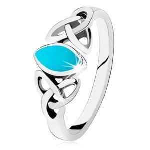 Stříbrný 925 prsten, tyrkysové zrnko, keltský symbol Triquetra - Velikost: 52