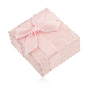 Dárková krabička na prsten, růžová barva, lesklý povrch, mašlička