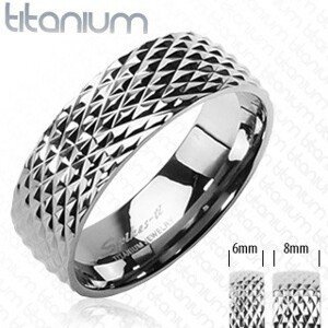 Titanový snubní prsten vzor hadí kůže - Velikost: 69