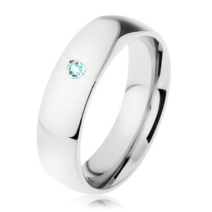 Ocelový prsten ve stříbrném odstínu se vsazeným zirkonem tyrkysové barvy - Velikost: 52