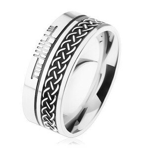 Prsten z chirurgické oceli, keltský vzor, stříbrná barva, 8 mm - Velikost: 54