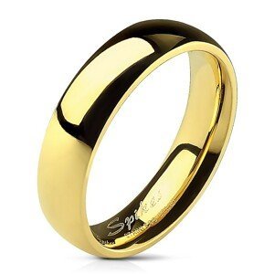 Prsten z chirurgické oceli, zlatý odstín, lesklý hladký povrch, 5 mm - Velikost: 49