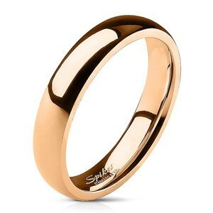 Ocelový prsten, měděný odstín, zrcadlový lesk, vypouklý povrch, 4 mm - Velikost: 49