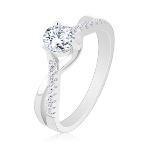 Zásnubní prsten, stříbro 925, zvlněná propletená ramena, čirý zirkon - Velikost: 60
