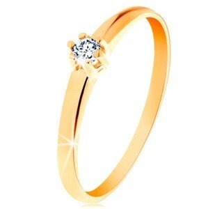 Zlatý prsten 585 - kulatý diamant čiré barvy v šesticípém kotlíku - Velikost: 54