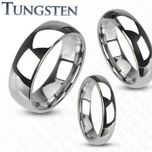 Wolframový prsten - hladký lesklý prsten stříbrné barvy, 4 mm - Velikost: 54