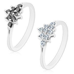 Třpytivý prsten s úzkými rameny, stříbrný odstín, broušené kulaté zirkony - Velikost: 52, Barva: Čirá