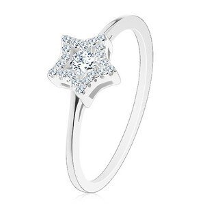 Zásnubní prsten ze stříbra 925, zářivá hvězdička, kulatý zirkon uprostřed - Velikost: 56