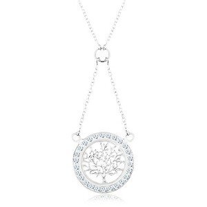 Stříbrný 925 náhrdelník, řetízek a přívěsek - strom života se zirkonovou obrubou