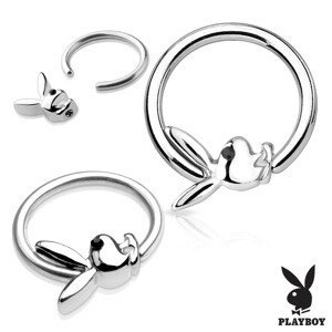 Piercing, kroužek z chirurgické oceli stříbrné barvy se zajíčkem Playboy - Tloušťka piercingu: 1,6 mm