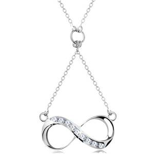 Stříbrný náhrdelník 925, řetízek s přívěskem - symbol INFINITY se zirkony
