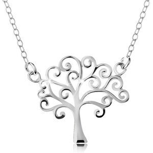 Stříbrný náhrdelník 925, tenký řetízek a přívěsek - lesklý strom života