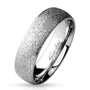 Prsten z chirurgické oceli s pískovaným povrchem, stříbrná barva, 6 mm - Velikost: 49