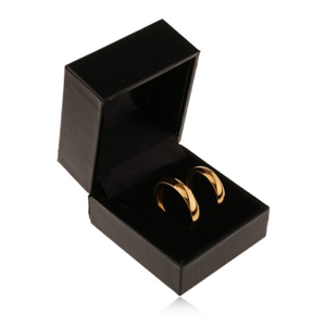 Krabička na dva prsteny nebo náušnice, lesklý koženkový povrch černé barvy