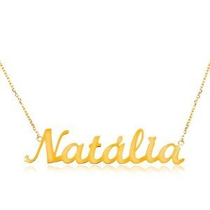 Zlatý 14K náhrdelník - tenký řetízek z oválných oček, lesklý přívěsek Natália