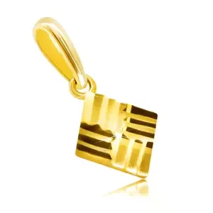 Přívěsek z 9karátového zlata - vroubkovaný čtverec s lesklým povrchem