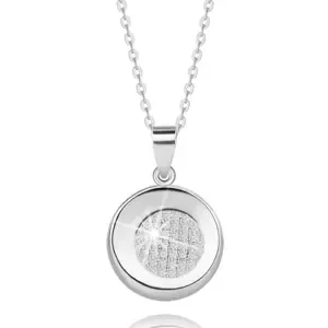 Stříbrný 925 náhrdelník - kroužek, mřížka se zirkony, jemný řetízek