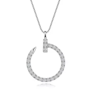 Stříbrný náhrdelník 925 - kulatý hřebík zdobený čirými zirkony
