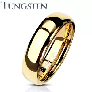Wolframový prsten ve zlaté barvě, hladký a lesklý povrch, 4 mm - Velikost: 52