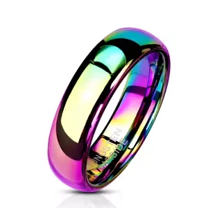 Wolframový prsten, hladký pásek s duhovými odlesky, 6 mm - Velikost: 64