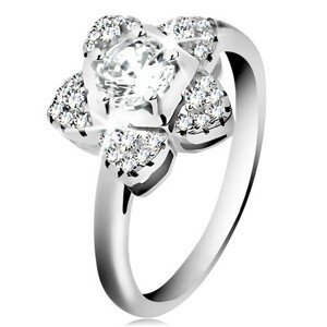Zásnubní prsten, stříbro 925, blýskavý zirkonový kvítek čiré barvy - Velikost: 51