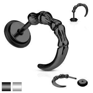 Falešný plug z chirurgické oceli, zahnutý dráp, kolečko s gumičkou - Barva piercing: Černá