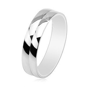 Stříbrný prsten 925, lesklý hladký povrch, tenký zářez uprostřed, 5 mm - Velikost: 57