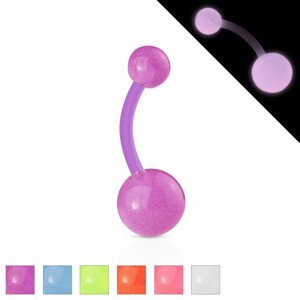 Bioflex, piercing do pupíku - kuličky s malými bublinkami, svítící ve tmě - Barva piercing: Modrá