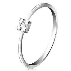 Prsten v bílém 14K zlatě - diamant čiré barvy v hranatém kotlíku - Velikost: 56