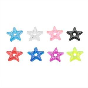 Přívěsek na piercing - barevná akrylová hvězdička s třpytkami - Barva: Růžová