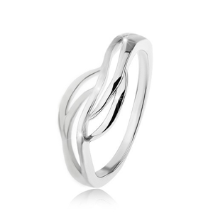 Prsten ze stříbra 925 s rozdělenými rameny, lesklé a matné vlnky - Velikost: 49