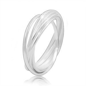 Stříbrný prsten 925 - propojené tenké prstence, lesklý hladký povrch - Velikost: 54