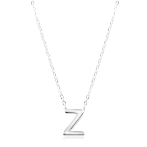 Stříbrný náhrdelník 925, lesklý řetízek, velké tiskací písmeno Z