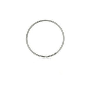 Piercing z bílého 9K zlata - lesklý tenký kroužek, hladký povrch - Tloušťka x průměr: 0,6 mm x 6 mm